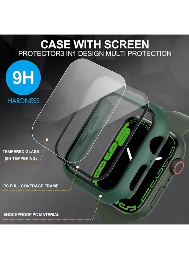 جراب ساعة أبل من السلسلة 11 و10 مقاس 42 مم مع واقي شاشة من فيلم مقوى، غطاء حماية كامل من البولي كربونات الصلب، غطاء شاشة عالي الدقة حساس للمس (42 مم، أخضر) - Image 3